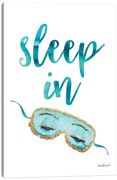 Sleep In Mask, Teal Canvas Art Print - Sleeping & Napping Art