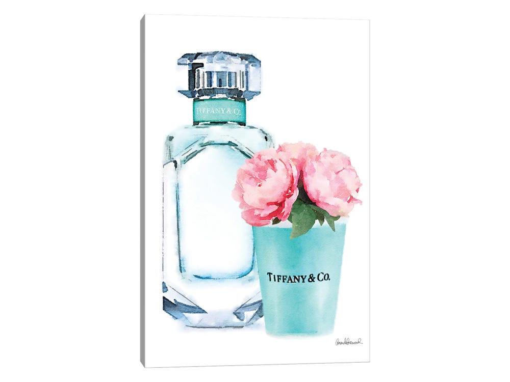 iCanvas Teal Perfume Set II Art by Amanda Greenwood Canvas Art Wall Decor ( Fashion > Fashion Brands > Tiffany & Co. art) - 18x12 in