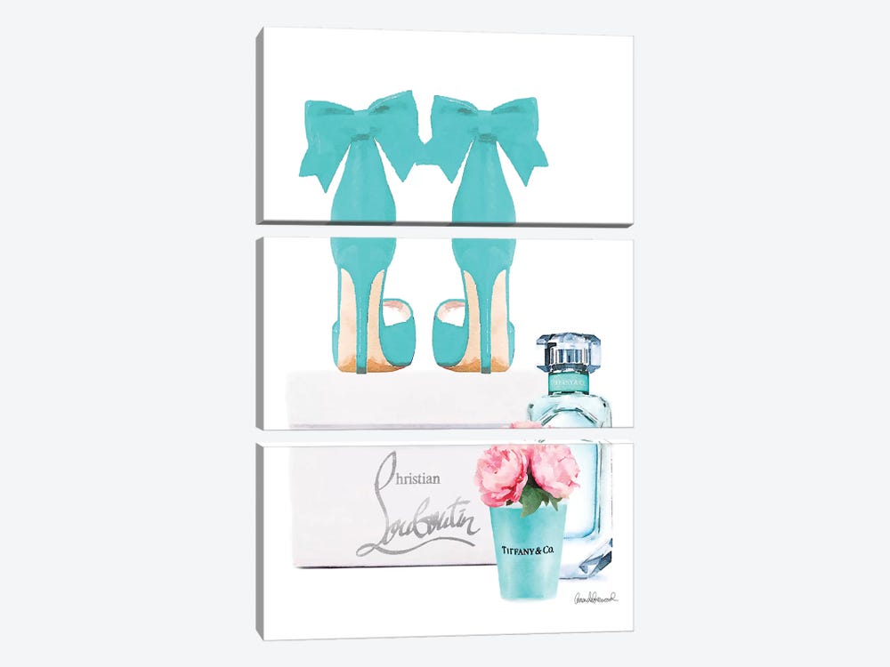 Teal Perfume Set III by Amanda Greenwood 3-piece Canvas Art Print