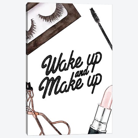 Wake Up And Make Up - Lashes & Lips Canvas Print #GRE228} by Amanda Greenwood Canvas Print