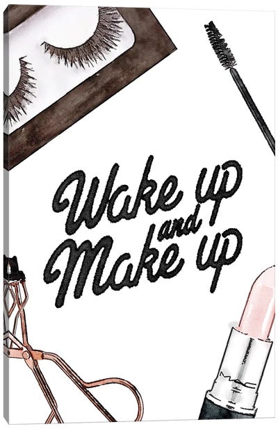 Wake Up And Make Up - Lashes & Lips Canvas Art Print - Beauty Art