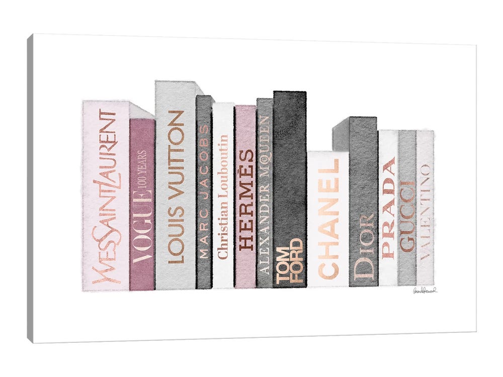 Tall Grey & Pink Fashion Books Throw Pillow By Amanda Greenwood