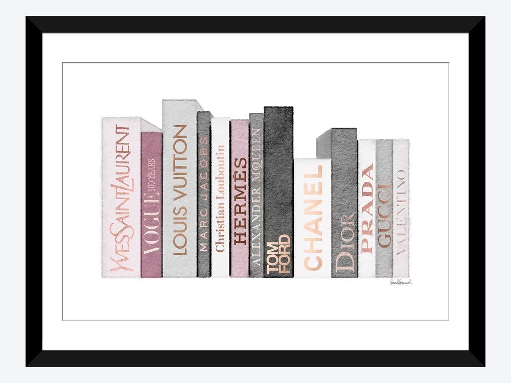 iCanvas 'Book Shelf Full Of Rose Gold, Grey, And Pink Fashion