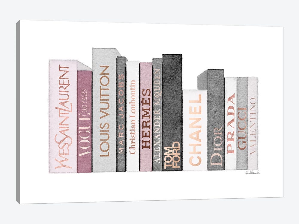 Book Shelf Full Of Rose Gold, Grey, And Pink Fashion Books by Amanda Greenwood 1-piece Art Print