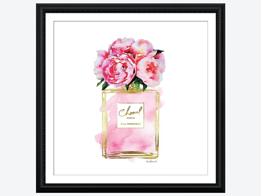 Gold And Pink Perfume Bottle With Pi - Canvas Print