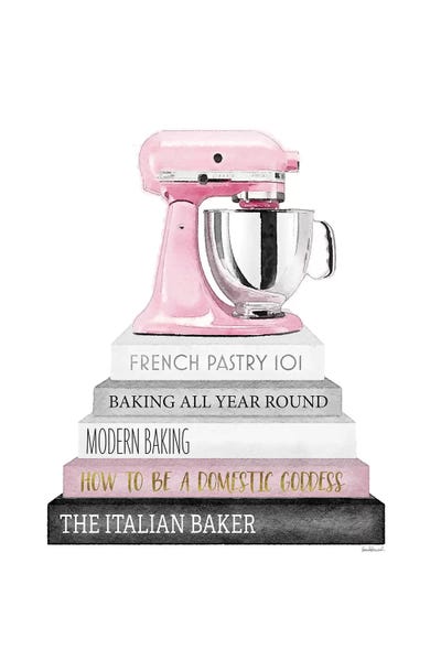Cooking & Baking: Baking Bookstack With Pink Mixer by Amanda Greenwood