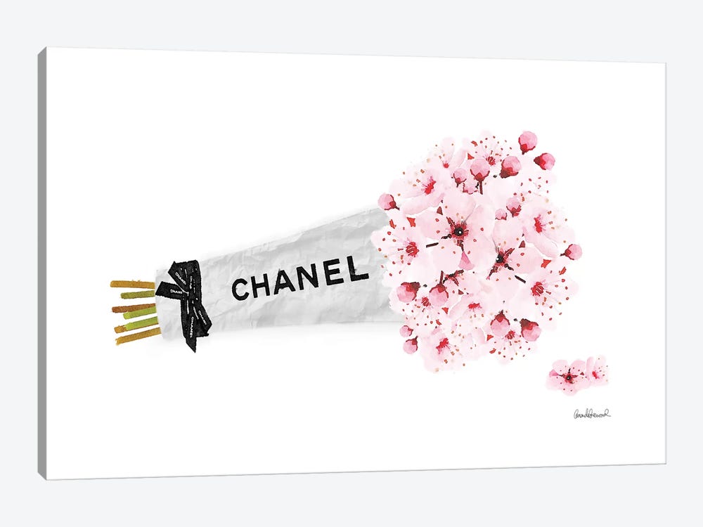 Amanda Greenwood Canvas Wall Decor Prints - Chanel Cherry Blossom Flower Bouquet ( Floral & Botanical > Flowers > Blossoms > Cherry Blossoms art) 