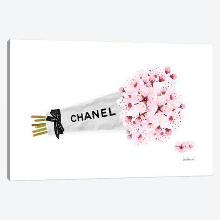 Chanel Cherry Blossom Flower Bouquet Canvas Print #GRE253} by Amanda Greenwood Canvas Artwork