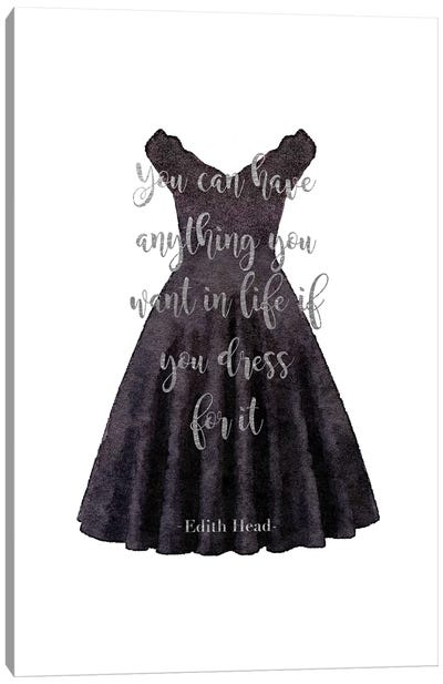 Black Dress Anything You Want Quote In Silver Canvas Art Print - Silver Art