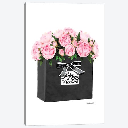 Saks 5th Bag With Pink Peony Canvas Print #GRE265} by Amanda Greenwood Canvas Wall Art