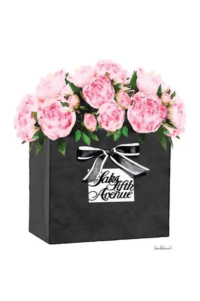 Peonies: Saks 5th Bag With Pink Peony by Amanda Greenwood