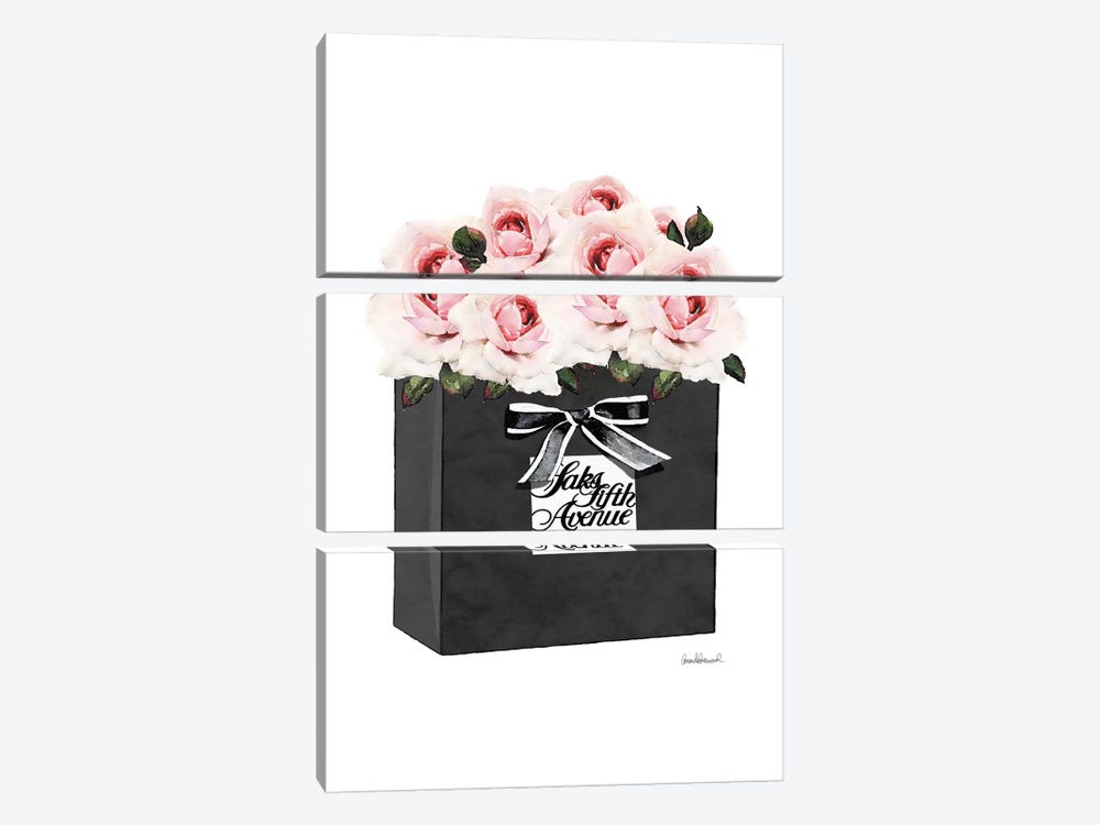 Saks 5th Bag With Pink Roses by Amanda Greenwood 3-piece Canvas Wall Art