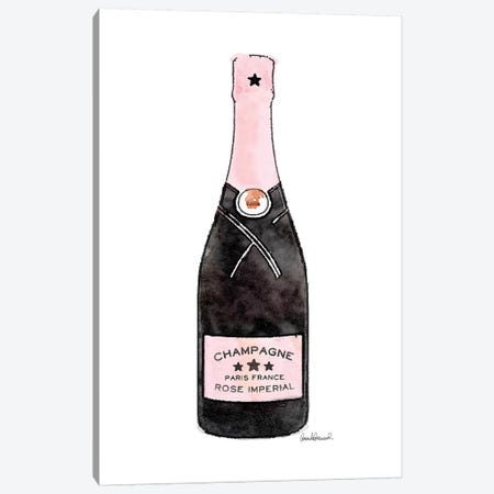 Champagne Pinker Single Bottle Canvas Print #GRE267} by Amanda Greenwood Canvas Art