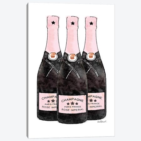 Champagne Pinker Three Bottle Canvas Print #GRE268} by Amanda Greenwood Art Print