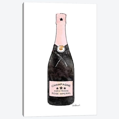Champagne Pink Single Bottle Canvas Print #GRE269} by Amanda Greenwood Canvas Art Print