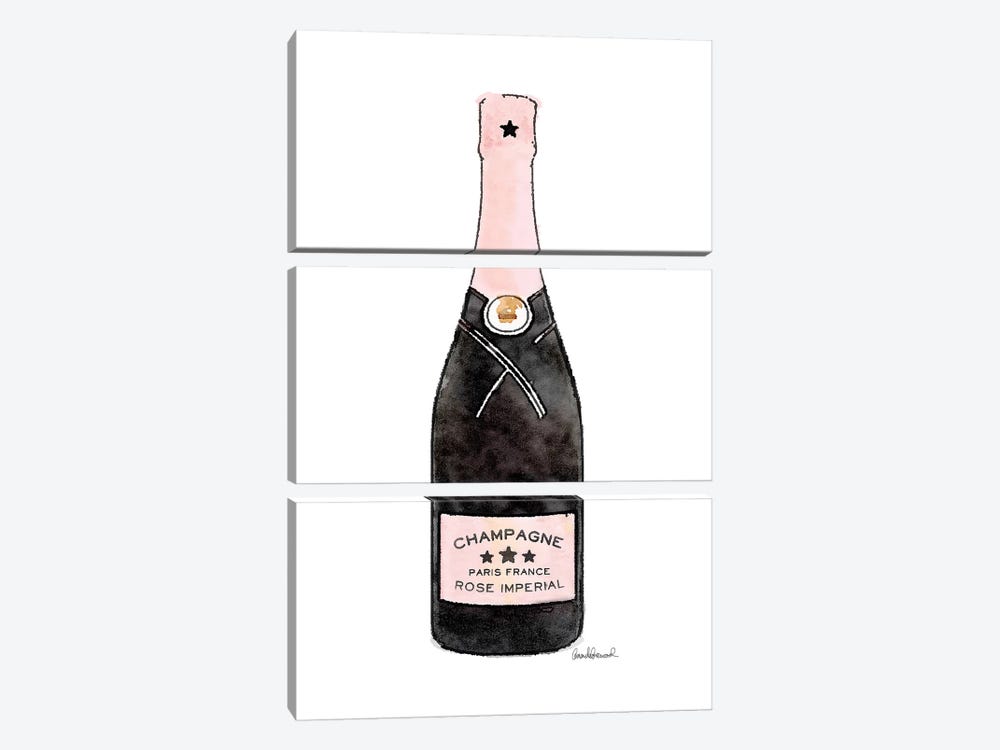 Champagne Pink Single Bottle by Amanda Greenwood 3-piece Art Print