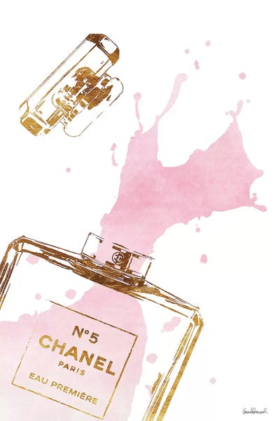 Gold Perfume Bottle With Pink Splash 