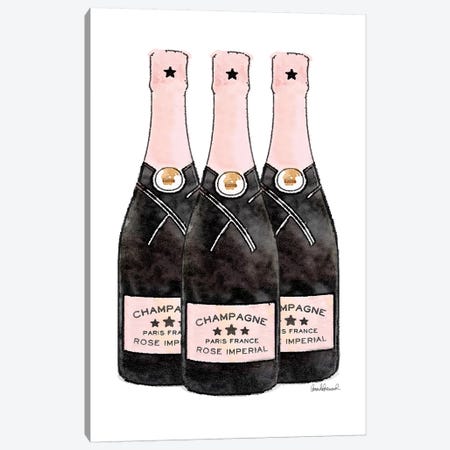 Champagne Pink Three Bottle Canvas Print #GRE270} by Amanda Greenwood Canvas Artwork
