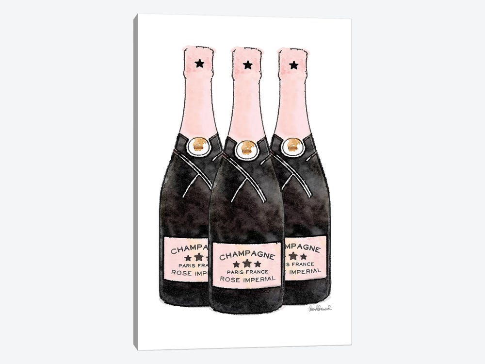 Champagne Pink Three Bottle by Amanda Greenwood 1-piece Canvas Art Print