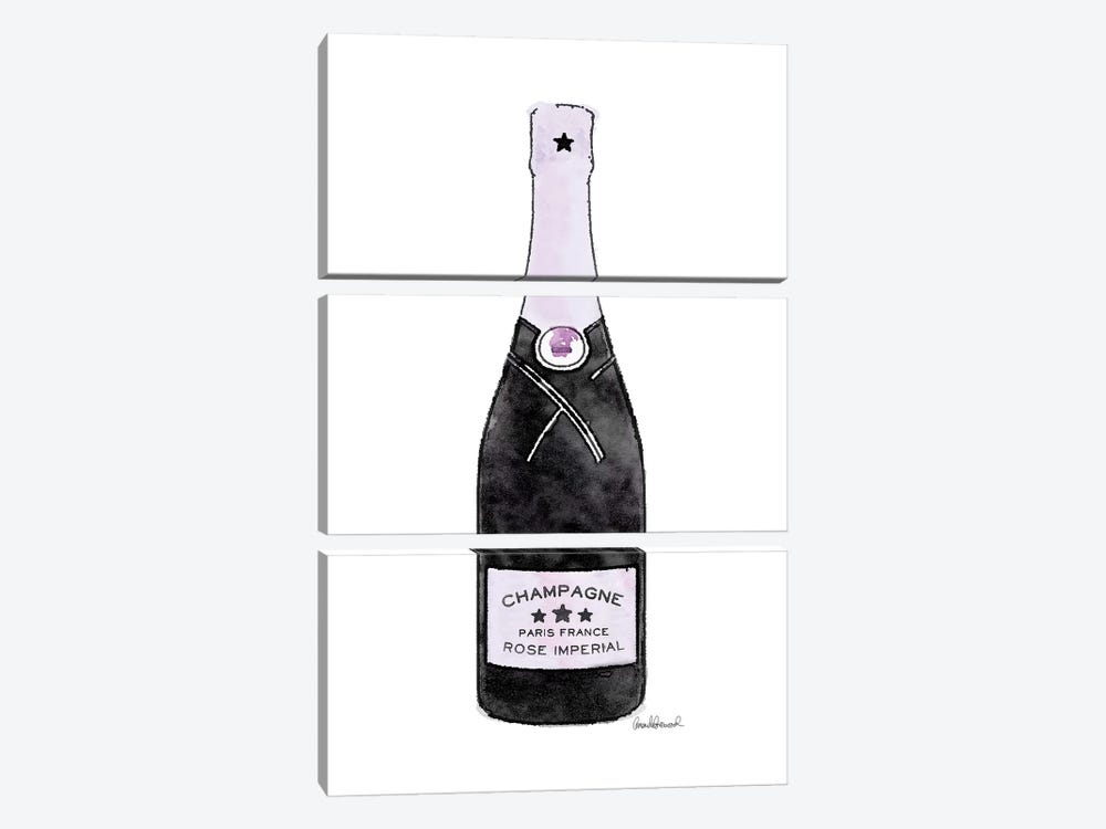 Champagne Purple Single Bottle by Amanda Greenwood 3-piece Canvas Wall Art