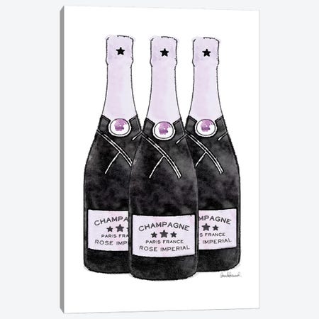 Champagne Purple Three Bottle Canvas Print #GRE272} by Amanda Greenwood Canvas Artwork