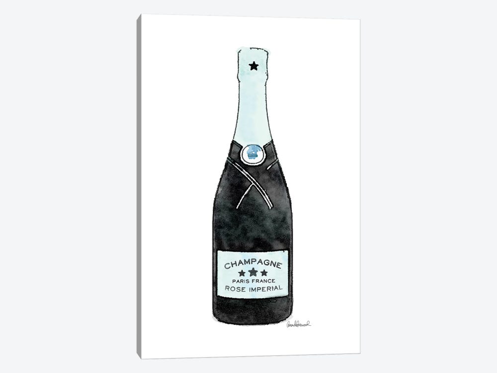 Champagne Teal Single Bottle by Amanda Greenwood 1-piece Canvas Art
