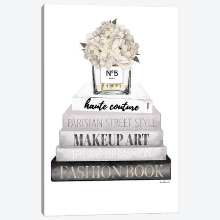 Book Stack Grey Poppy Solid-Faced Canvas Print