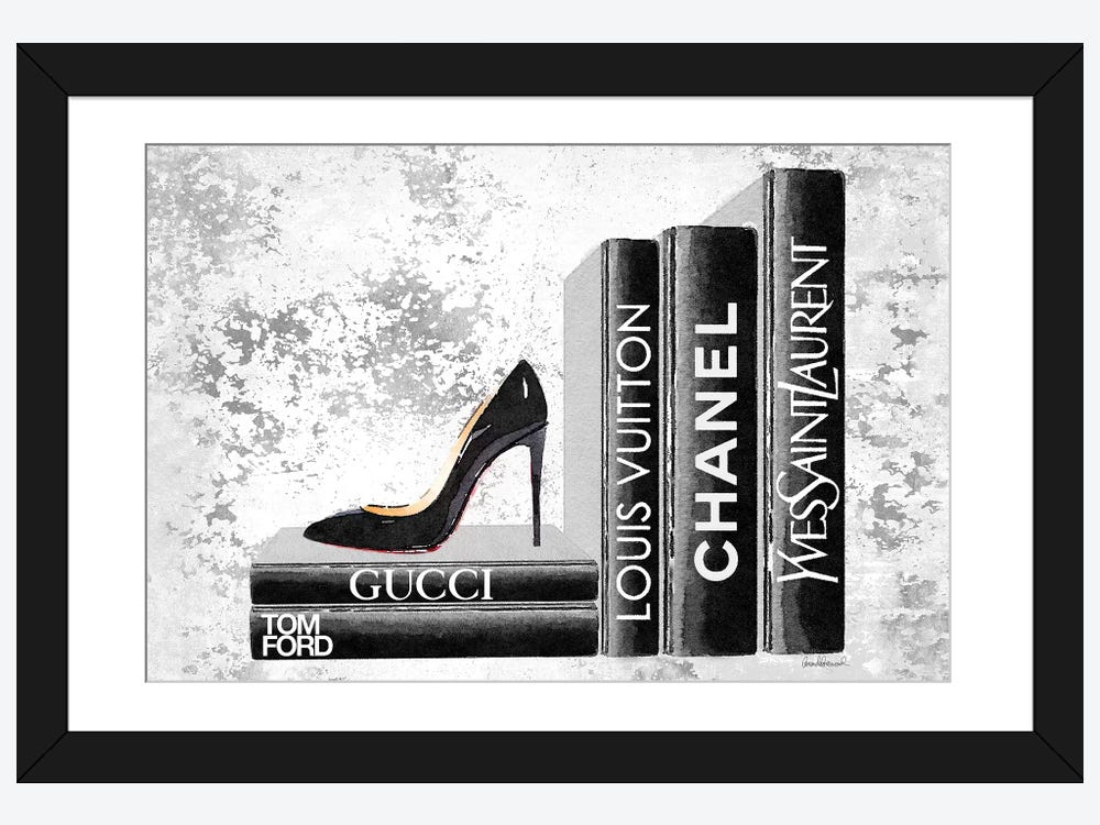 iCanvas Black, White & Teal Book Stack Art by Amanda Greenwood Canvas Art Wall Decor ( Fashion > Fashion Brands > Tiffany & Co. art) - 18x12 in