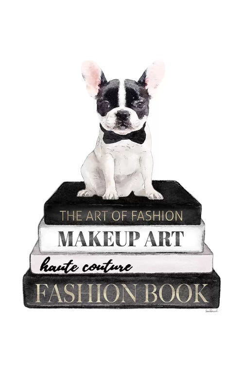 Books Of Fashion, Grey, B&W Frenchie