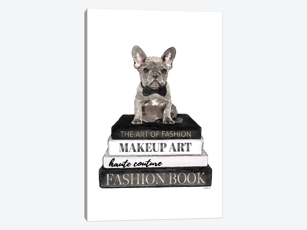 Books Of Fashion, Grey, Grey Frenchie by Amanda Greenwood 1-piece Canvas Art
