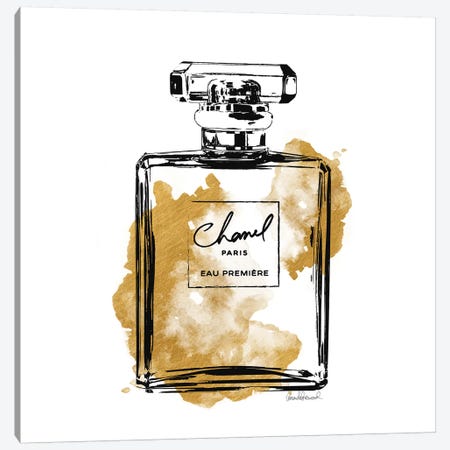 Perfume Bottle, Dark Gold With Dark Gr - Canvas Art