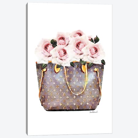 Brown Bag Filled With Blush Roses Canvas Print #GRE301} by Amanda Greenwood Canvas Artwork