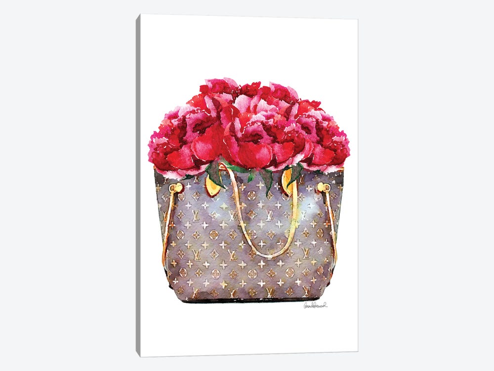 Brown Bag Filled With Deep Pink Peonies by Amanda Greenwood 1-piece Canvas Art Print
