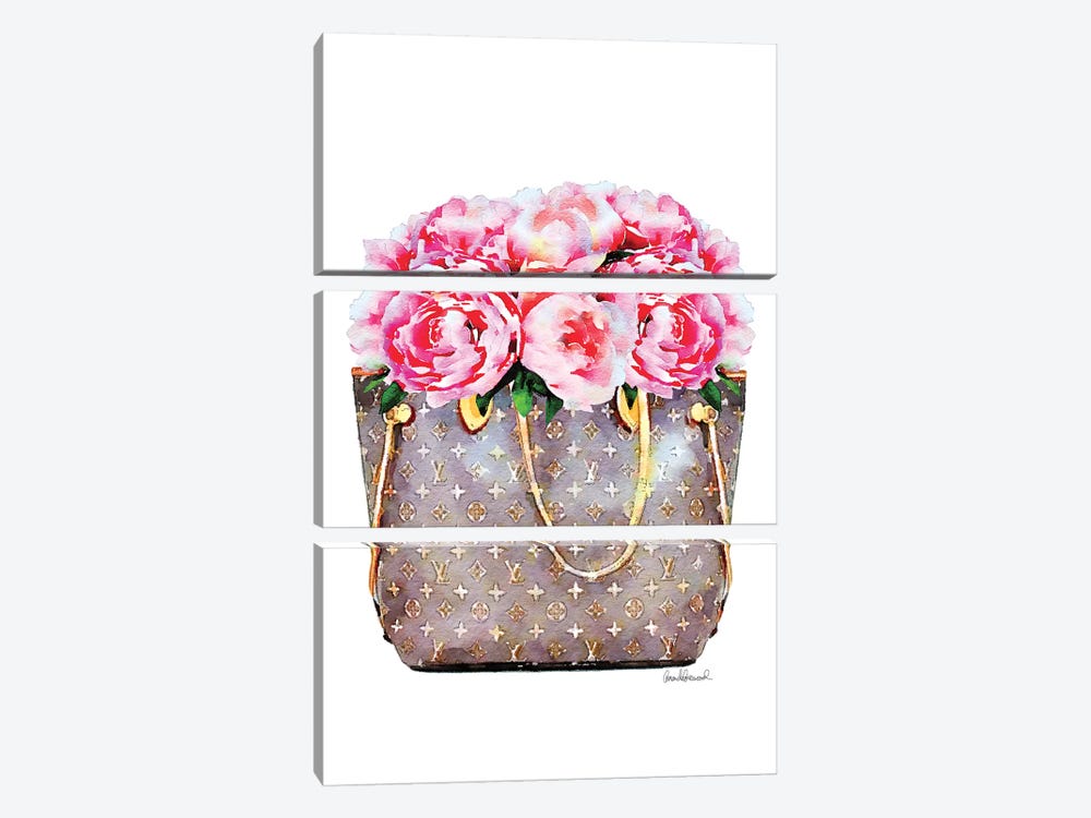 Brown Bag Filled With Pink Peonies by Amanda Greenwood 3-piece Canvas Artwork