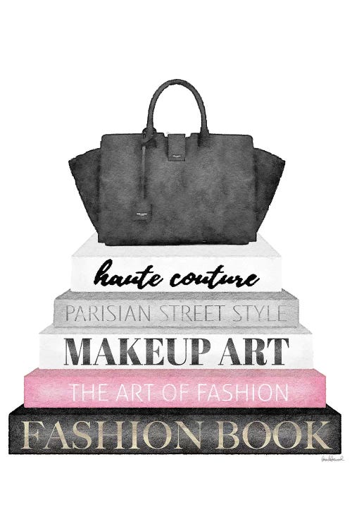 Grey Books With Pink, Black Bag