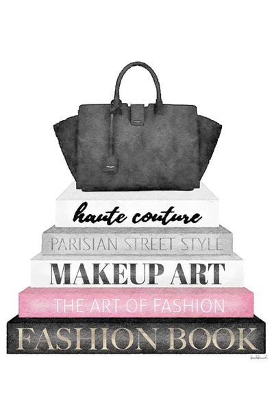 Bags & Purses: Grey Books With Pink, Black Bag by Amanda Greenwood