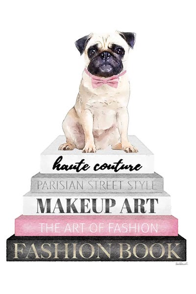 Grey Books With Pink, Pug With Bow Tie