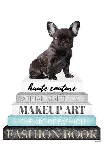 Amanda Greenwood: Grey Books With Teal, Blk Frenchie by Amanda Greenwood
