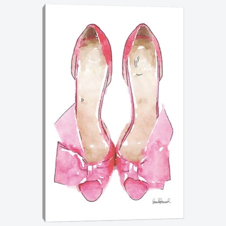 Light Pink Bowed Shoes Canvas Print #GRE32} by Amanda Greenwood Art Print