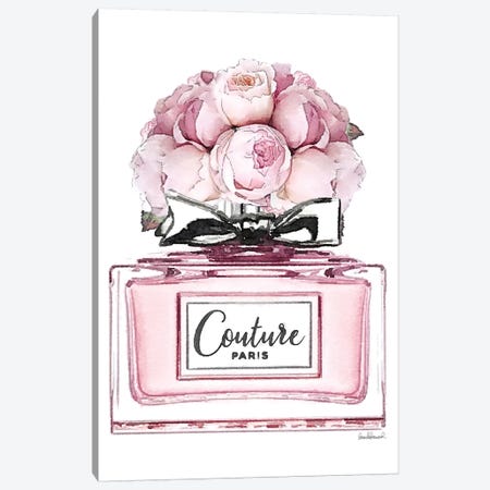 Short Perfume, Pink With Roses Canvas Print #GRE336} by Amanda Greenwood Canvas Artwork