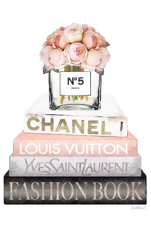 CHANEL No 5, glass vase, CHANEL, peonies, roses, shabby chic