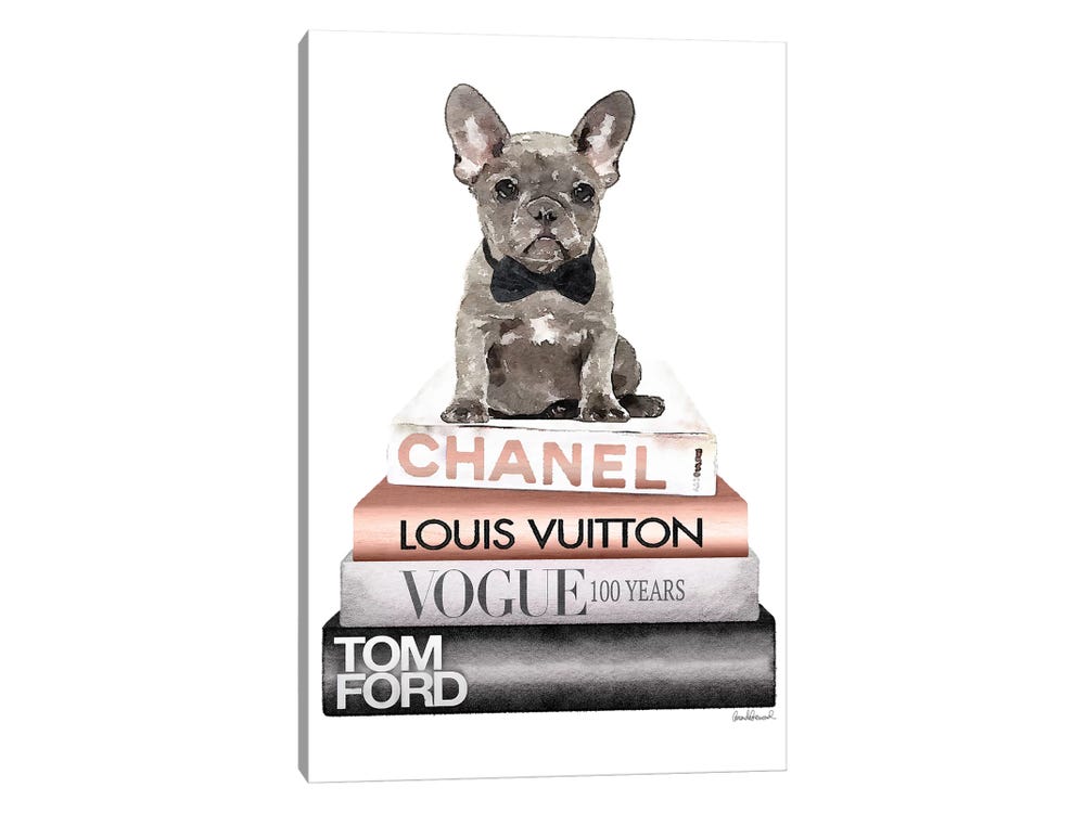 iCanvas Grey & Teal Fashion Books With Black Pug by Amanda Greenwood  Canvas Print - Bed Bath & Beyond - 34260751