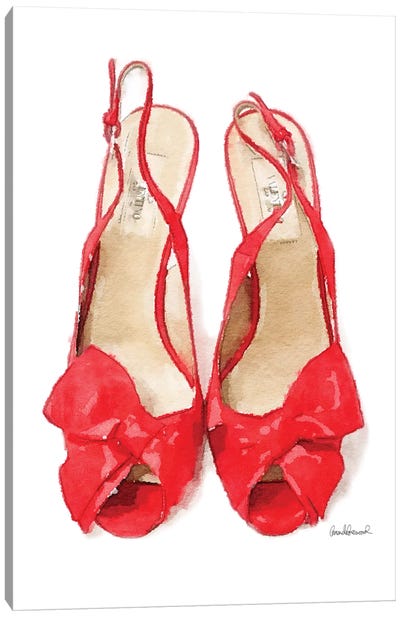 Red Heels With Bow Front View Canvas Art Print - Red Passion
