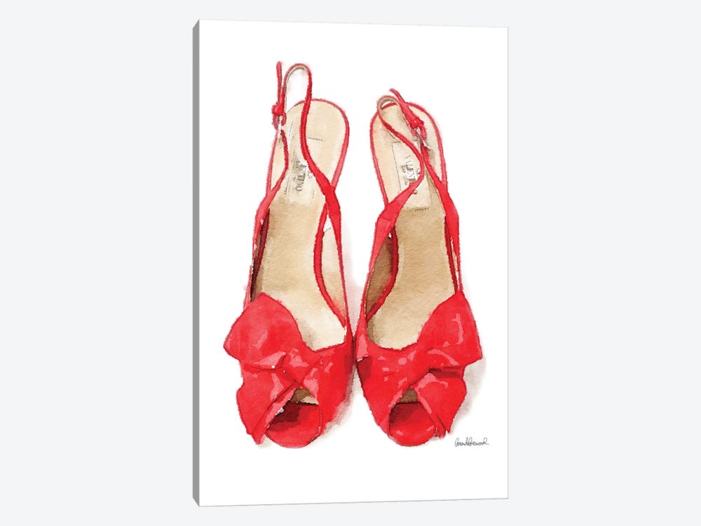 Red Heels With Bow Front View by Amanda Greenwood 1-piece Art Print