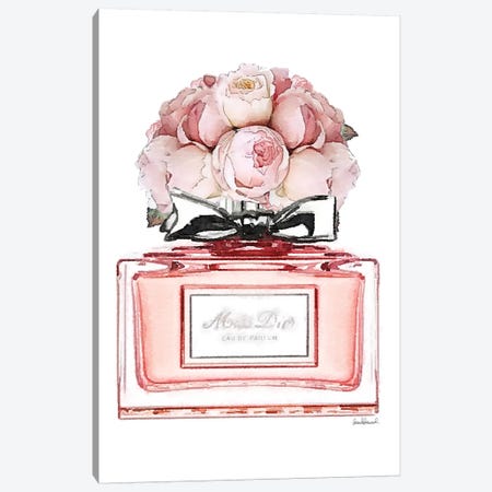 Short Perfume, Pink With Roses Can - Canvas Artwork | Amanda Greenwood