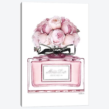 Short Perfume, Pink With Roses Canvas Print #GRE346} by Amanda Greenwood Art Print