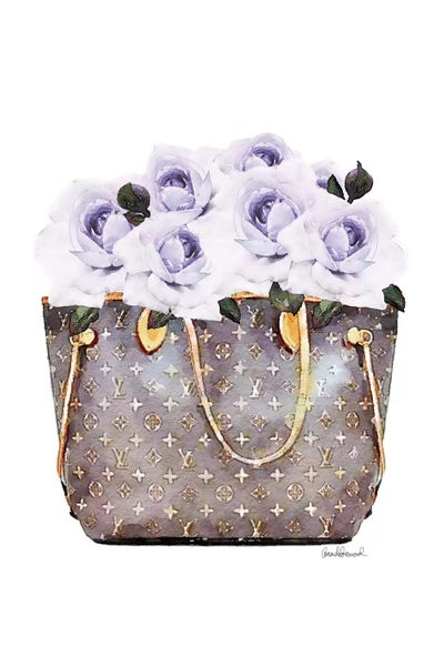 Amanda Greenwood: Brown Bag Filled With Purple Roses by Amanda Greenwood