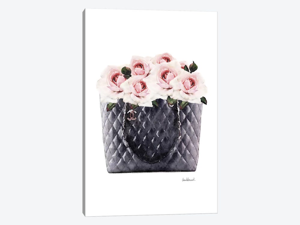 Black Tote Filled With Pink Roses by Amanda Greenwood 1-piece Canvas Artwork