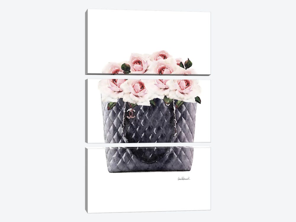 Black Tote Filled With Pink Roses by Amanda Greenwood 3-piece Canvas Artwork