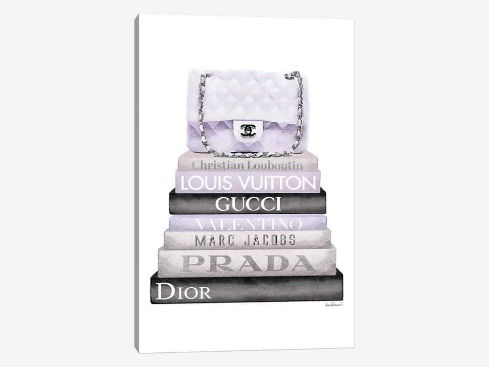 Grey And Lilac Bookstack and Quilted Bag by Amanda Greenwood 1-piece Canvas Wall Art